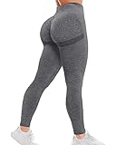 AIMILIA Women's Seamless Leggings Workout Yoga Pants Butt Lifting High Waisted Tummy Control Compression Tights Gray
