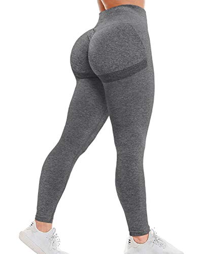 AIMILIA Women s Seamless Leggings Workout Yoga Pants Butt Lifting High Waisted Tummy Control Compression Tights Gray
