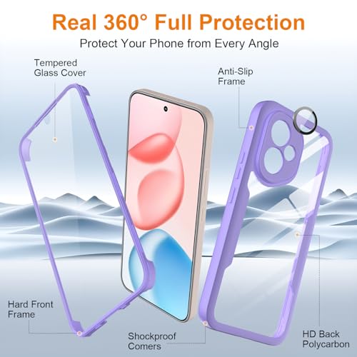 Coque Honor 400 5G haut de gamme violette robuste et transparente - 5
