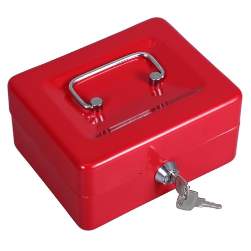 HOMSFOU Scatola Porta Chiavi con Serratura Contenitore Portatile Ferro per Documenti e Medicinali Organizer Sicuro e Auto Custodia con Spazio e Supporto Chiavi Integrato