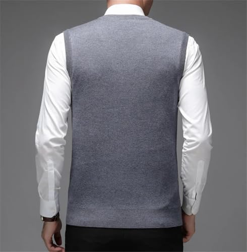 Men 25.2% Wool Knit Sleeveless Sweater Cardigan Tank V Neck For Checkered Casual Retro Vintage Vest3