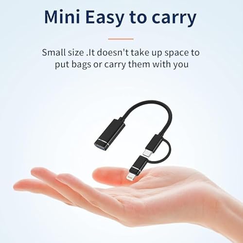 Image of Sounce 3 in 1 USB OTG Adapter, USB A to Lightning, Type C & Micro USB Connector, Female to Male Flash Drive Adapter for iPhone, iPad & Android, High-Speed Data Transfer Cable - Black