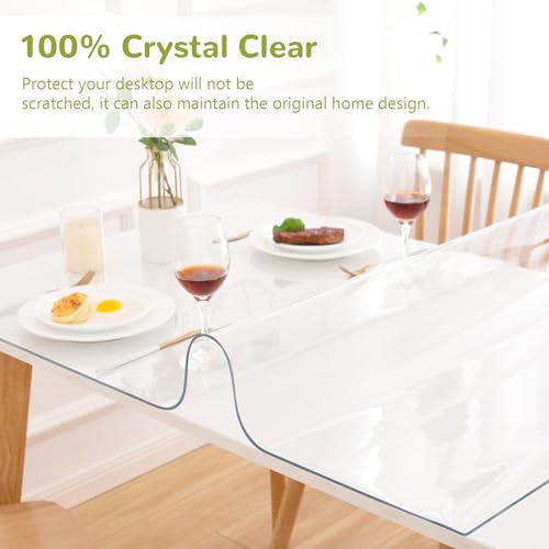 Image of 30 x 54 Inch Clear Table Cover Protector, 1.5mm Thick Plastic Table Cover, Vinyl Table Protector, Desk Mat For Desks