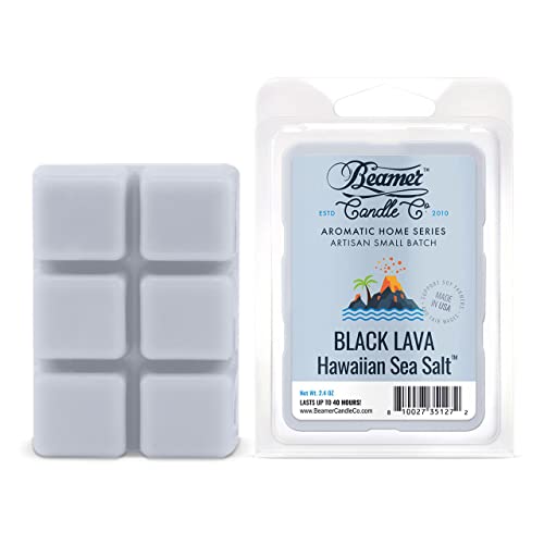 Black Lava Hawaiian Sea Salt Wax Melt – Ocean Breeze & Mineral Sea Salt Scent – 3 Packs of 6 Cubes by Beamer Candle Co.