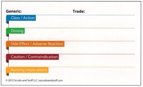 Amazon Com Nursing Drug Medication Flash Cards Create Your Own 50 Pack Health Personal Care