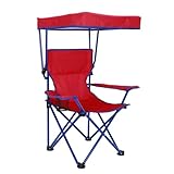 CNEIESD Kids Canopy Camp Chair Portable Foldable with Locking Mechanism, Retractable Sunshade & Carry Bag, 125lb Capacity, Cup Holder (Red)