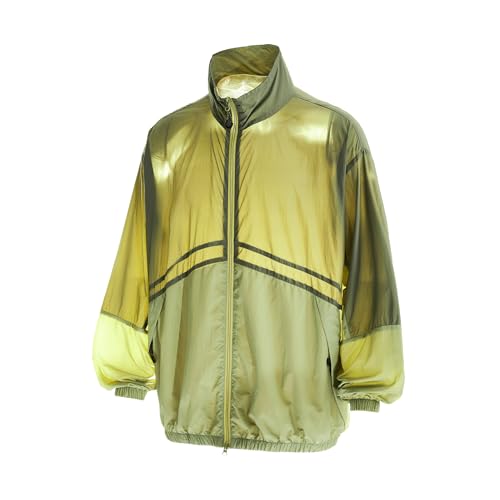 Cromoncent Men's UPF 50+ Sun Protection Jacket Ultra Light Thin Breathable Packable Outdoor Cycling Jackets, Yellow, Large