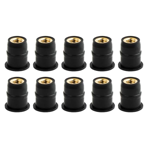Vis Boulons de Pare-Brise et de Carénage M5 pour Motos, PSLER 10Pcs 5mm Visserie de Pare-Brise en Caoutchouc pour la Plupart des Motos Accessoires de Remplacement Noir(Type : Convexe)
