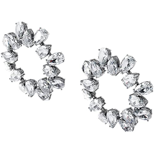 SWAROVSKI Matrix earrings, Circle, Clear, Rhodium Finish
