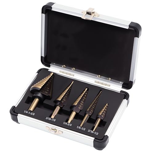 OSTTE Step Drill Bit Set, High Speed Steel Titanium Coated Metal Drill bit for Plastic Aluminum Iron Stainless Steel Wood