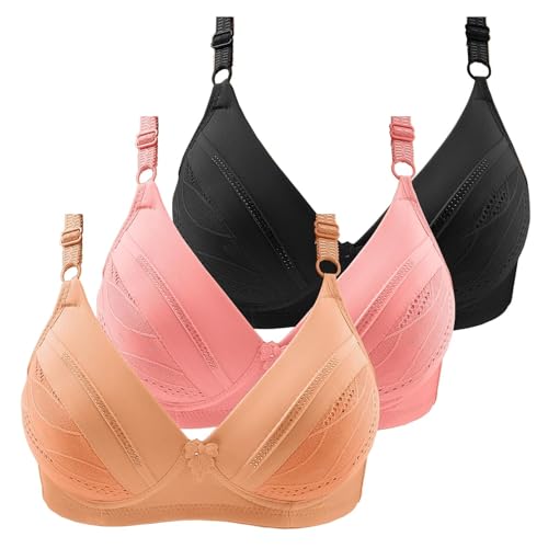 ZTFYKLIN Sujetador Reductor De 3 Sujetadores para Mujer Sin Aros, Conjunto Deportivo Mujer, Cómodo, Talla Grande, Transpirable, Yoga, (Bk1, A) Tirantes Colores Cosas Bebes Baratas Relleno