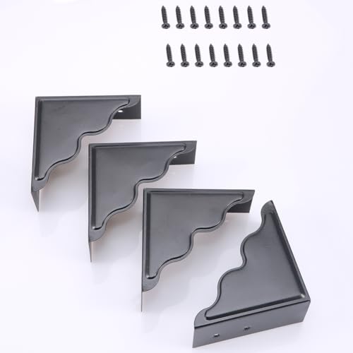 Image of 4 Pcs Metal Corner Protectors, Black Decorative Corner Guard for Wood Funiture Table Box Cabinet Edge Protectors