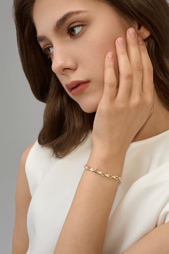 Gold Bracelet For Women, 14k Gold Filled Link Bracelet For Women, Stackable Cuban Link Chain Bracelets Valentines Mother Day New Year Christmas4