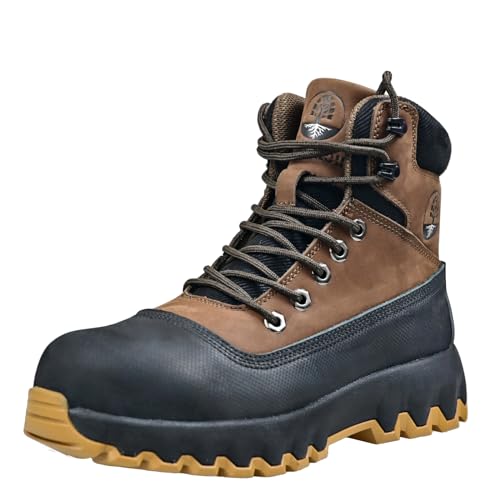 Image of Mens Work Boots Composite Toe Boots for Men Genuine Leather Rubber Sole No Slip Waterproof Shoes Industrial & Construction Safety