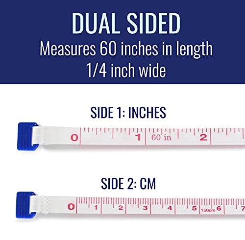 MABIS Retractable Tape Measure, Compact Flexible Measuring Tape, Body Tape Measure, 60 Inches, Blue - Thumbnail 3