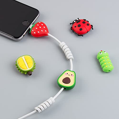 Sunguy Cute Animal Bite Cable Protector For Iphone Ipad Charger, 5 Pack Usb Cable Protector, Charging Cord Protector, Cable Chomper, Fruit Usb Charger Saver #TOP3