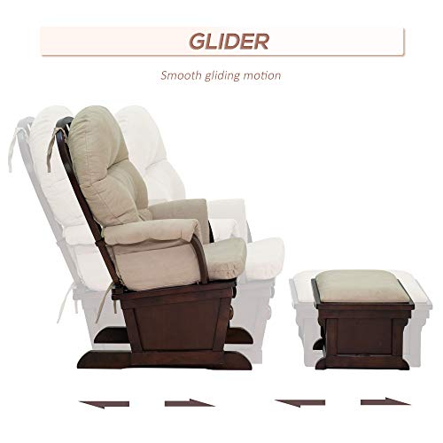Homcom Nursery Glider Rocking Chair With Ottoman, Thick Padded Cushion Seating And Wood Base, Cream White #TOP3