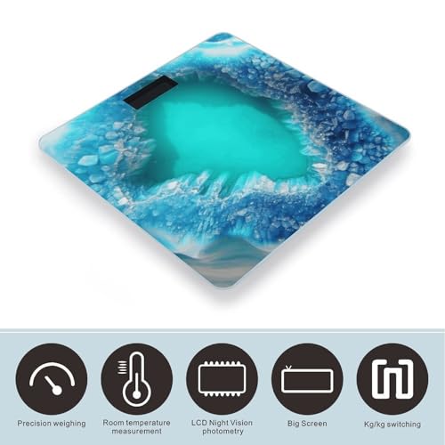 Báscula Digital de Baño Azul Turquesa con Display LED miniatura 3