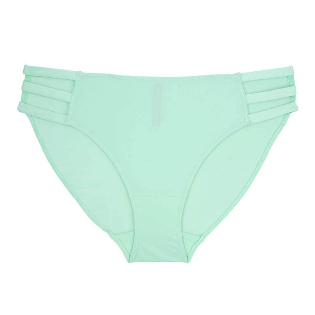 Culottes bikini en coton creux pour femmes, maille ajourée et respirante bleu rose