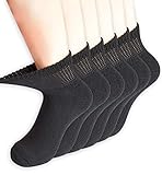 +MD Diabetic Socks for Men Womens Non Binding Top Ankle Socks with Cushion Sole for Swollen Feet 6 Pairs Black 9-11