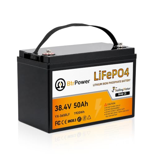 Image of 36V 50Ah LiFePO4 Bat tery,36 volt Trolling Motor Lit hium B attery | 50A BMS,1.2C Discharge 60A Current, fit for Trolling Motor,Marine,Home Storage,RV,Off-Grid System,Solar Power System,