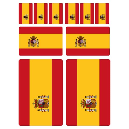 España - Set di 10 adesivi per auto con bandierine, stampa offset