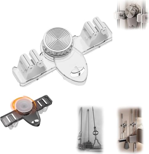 TYBDGXH Broom Hanger Mop Hanger, Wall Mount Broom and Mop Holder, No Punching Required Broom Hanger Organizer for Bathroom, Kitchen, Laundry Room, Broom and Mop Organizer wall Hanging (Transparent)