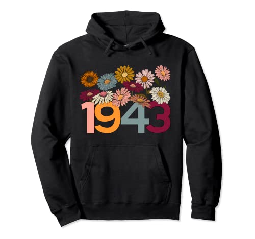 1943 año de nacimiento vintage flores silvestres margaritas 80 cumpleaños 1943 Sudadera con Capucha