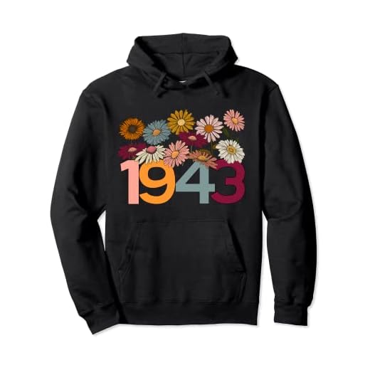 1943 año de nacimiento vintage flores silvestres margaritas 80 cumpleaños 1943 Sudadera con Capucha