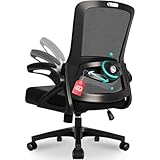 Milacyee Bürostuhl Ergonomisch, Schreibtischstuhl mit Verstellbarer 4D Lendenwirbelstütze, Drehstuhl mit Klappbare Armlehnen, Computerstuhl mit 90°-125° Liegefunktion, Netzstuhl bis 130KG, Schwarz