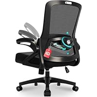 Milacyee Bürostuhl Ergonomisch, Schreibtischstuhl mit Verstellbarer 4D Lendenwirbelstütze, Drehstuhl mit Klappbare Armlehnen, Computerstuhl mit 90°-125° Liegefunktion, Netzstuhl bis 130KG, Schwarz