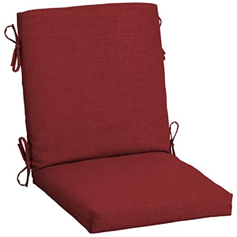 Arden Selections Outdoor Midback Chair Cushion, 18 x 16.5, Water Repellent, Fade Resistant 18 x 16.5, Ruby Red Leala Cover