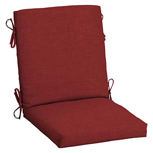 Image of Arden Outdoor Midback Chair Cushion, 18 x 16.5, Water Repellent, Fade Resistant 18 x 16.5, Ruby Red Leala