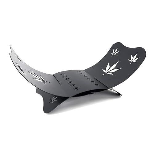 Biggerfire Firewood Rack Heavy Duty Carbon Steel Log Holder For Outdoor Indoor Metal Fireplace Small Wood Pile Storage Hollow Maple Leaf Pattern Black #TOP2