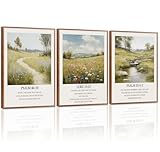 LHIUEM Gerahmte christliche Kunstwerke Bibelvers auf Leinwand, Wandkunst, 3er-Set (30,5 x 40,6 cm), Kreuz, Bibelvers, Dekoration, christliche Kunstdrucke, große Schrift, Wandkunst, religiöses PSALM