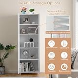 GiantexUK 187cm Tall Kitchen Cupboard, 2 Doors Freestanding Storage Cabinet with Adjustable Shelf & Raised Legs, Wooden Pantry Sideboard Unit for Hallway Dining Living Room (White) - Image 4