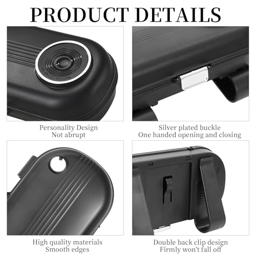 Godneei Brillenhalter FüR Auto Mit Brillenputztuch Sonnenbrillenhalter Auto Doppelter Clip Auf Der RüCkseite Kartenfach Vorhanden Sonnenbrillen Etui Kunststoff Schwarz