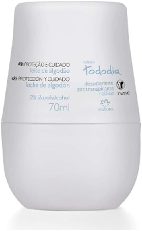 Linha Todo Dia (Leite de Algodao) - Desodorante Antitranspirante Feminino Roll-On 70 Ml - (Natura - Every Day (Cotton Milk) Collection - Roll-On Antiperspirant Deodorant For Women 2.36 Fl Oz)
