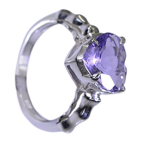 Bague fiançailles améthyste violette pour femme en argent, cadeau idéal de demande