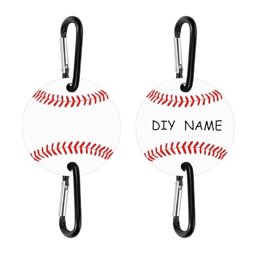 2 Pack Baseball Bag Fence Hooks Thick Fence Clips with Writable Acrylic Plates Dugout Organizer for Baseball Gear Backpacks Helmets Bottles Team Gifts