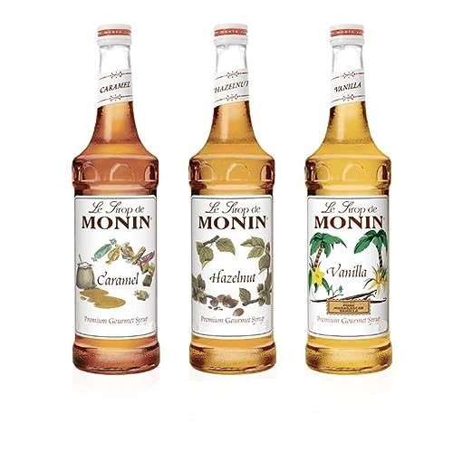 Monin 1L (1000ML) Syrup for Coffee & Drinks. Pick Any 4 Bottles from 23+ Flavours Inc. Salted Caramel, Hazelnut, Strawberry, Vanilla, Chocolate Cookie,Gingerbread, Honeycomb and More