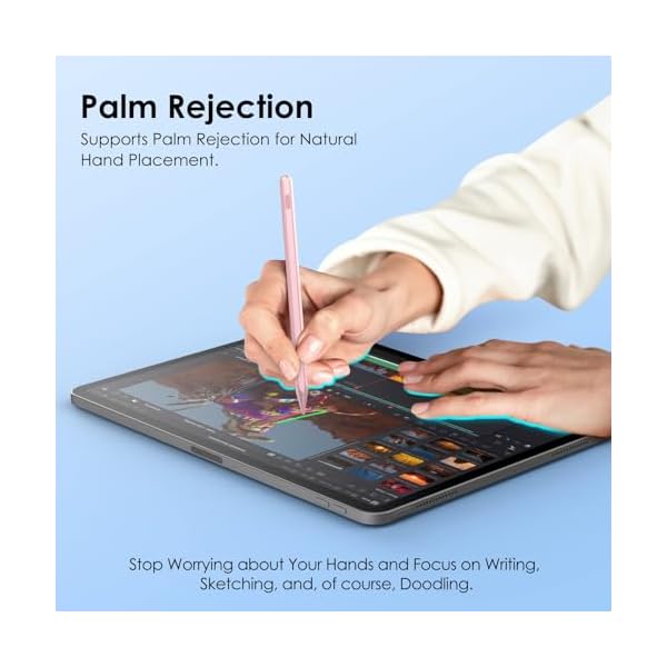OUBEN Stylus Stift kompatibel mit Apple iPad (2018-2024), 10 Minuten Ladung, Palm Rejection, Neigungsempfindlich Pencil, Magnetisches Pen Kompatibel mit iPad/iPad Pro/iPad Mini – Bild 5