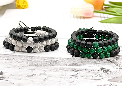 Sonnyx 12Pcs Beaded Bracelet For Men Women 8Mm Adjustable Lava Rock Stone Bracelet Essential Oil Anxiety Aromatherapy Bracelets Jewelry Gifts(Adjustable) #TOP6