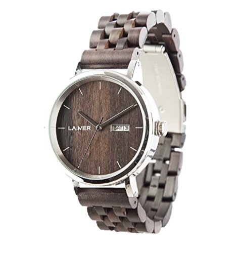 Automatic Men's Wooden Watch RAÚL – Wrist Watch Made of Natural Sandalwood and Stainless Steel Case - Businessmen Style