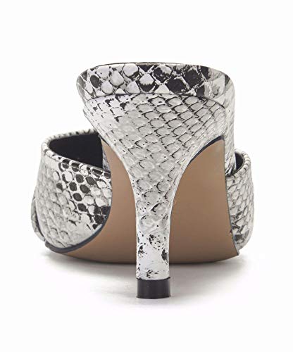 Comeshun Women Low Kitten Heel Mules Large Buckle Slide On Sandals Pointed Toe Dress Pumps Snake Prints Size 10 #TOP4