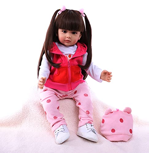 antboat Lebensechte 24 Zoll 60 cm Reborn Babypuppen Mädchen Weiches Silikon Vinyl Große Wiedergeborene Puppen Mit Viel… – Bild 7