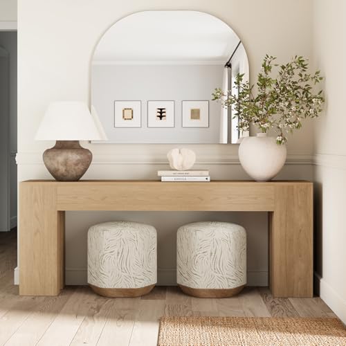 VORPLEKOM Extra Long 79" Light Oak Wood Console Table for Entryway