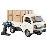 GoolRC Remote Control Car Kei Truck, 1:16 Scale RC Transport Pickup Truck with Spray and Light, 2.4GHz All Terrain RC Cars for Kids and Adults Christmas or Birthday Gift (White)