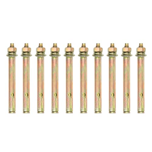 Image of 10 Pcs 80mm Hex Nut Expansion Bolt Sleeve Anchors Standard Fasteners for Heavy-Duty Zinc Wedge Anchors for Cement and Concrete