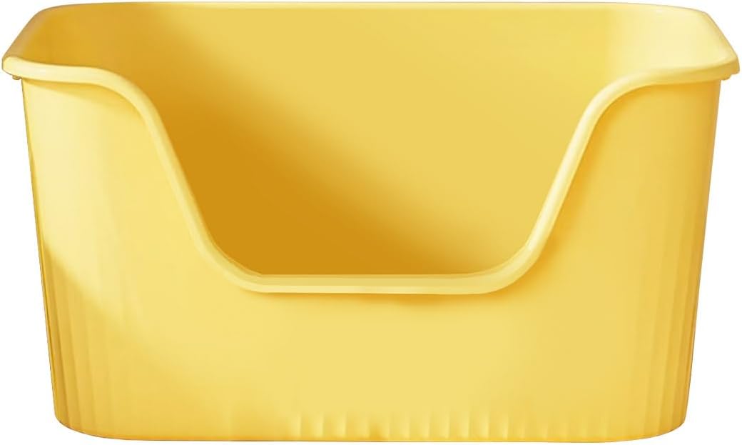 Cat Litter Tray Box, Litter Box, Plastic Cat Open Top Litter Tray with Free Scoop Kitten Detachable Rim Easy Cleaning (55 x 39 x 26cm)